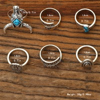 Bijoux en alliage multi-éléments faits à la main en six parties turquoise rétro de style cowboy occidental, vente à chaud