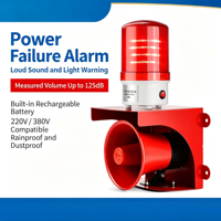 Alarme sonore et lumineuse automatique 220V 380V avec sirène stroboscopique, avertisseur sonore et lumineux avec batterie intégrée pour usine et entrepôt