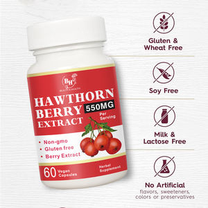 Private Label Extra Força Hawthorn Extract Cápsulas Digestão e Saúde do Coração Suplemento 100% Natural Hawthorn Cápsulas - Product Image 6