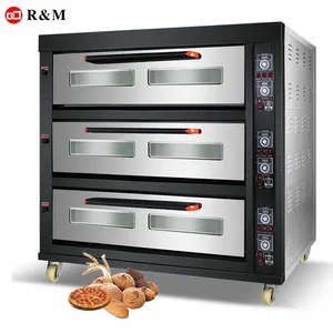 Three large cheap 3 deck baking cake and bread pizza used stainless steel commercial oven bakery pizza for sale bakery big ovens