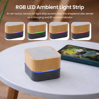 Mini haut-parleur sans fil en bambou écologique avec logo personnalisé R RGB, mini caisson de basses portable pour l'extérieur, cadeau, petit