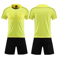 Tenue d'arbitre de football professionnelle 25/26 pour homme – Maillot de football à col ras du cou et short à trois poches 100 % polyester imprimé par transfert thermique