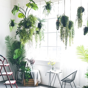<span class=keywords><strong>Plante</strong></span> artificielle suspendue, fougère et <span class=keywords><strong>monstera</strong></span> en boule, 58-140 cm, verte, pour décoration intérieure et extérieure - Product Image 1