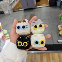 Bestseller Häkel-Schlüsselanhänger Niedlicher Kätzchen-Häkel-Schlüsselanhänger Handgemachte Katzen-Spielzeuge Puppe Rucksack-Accessoires Taschenanhänger Plüsch-Schlüsselringe