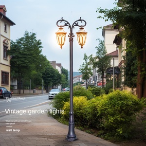 Outdoor Garden <b>Light</b> Post <b>LED</b> Iron Pole Glass Shade 2700K Warm White IP66 AC Powered Non-Detachable Fixture <b>Motion</b> <b>Sensor</b> - Product Image 3