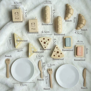 Ensemble de jeu de simulation de petit-<span class=keywords><strong>d</strong></span>éjeuner <span class=keywords><strong>en</strong></span> <span class=keywords><strong>bois</strong></span> naturel, pain et fromage <span class=keywords><strong>en</strong></span> <span class=keywords><strong>bois</strong></span>, <span class=keywords><strong>jouet</strong></span> de <span class=keywords><strong>cuisine</strong></span> pour enfants, jeu de rôle - Product Image 6