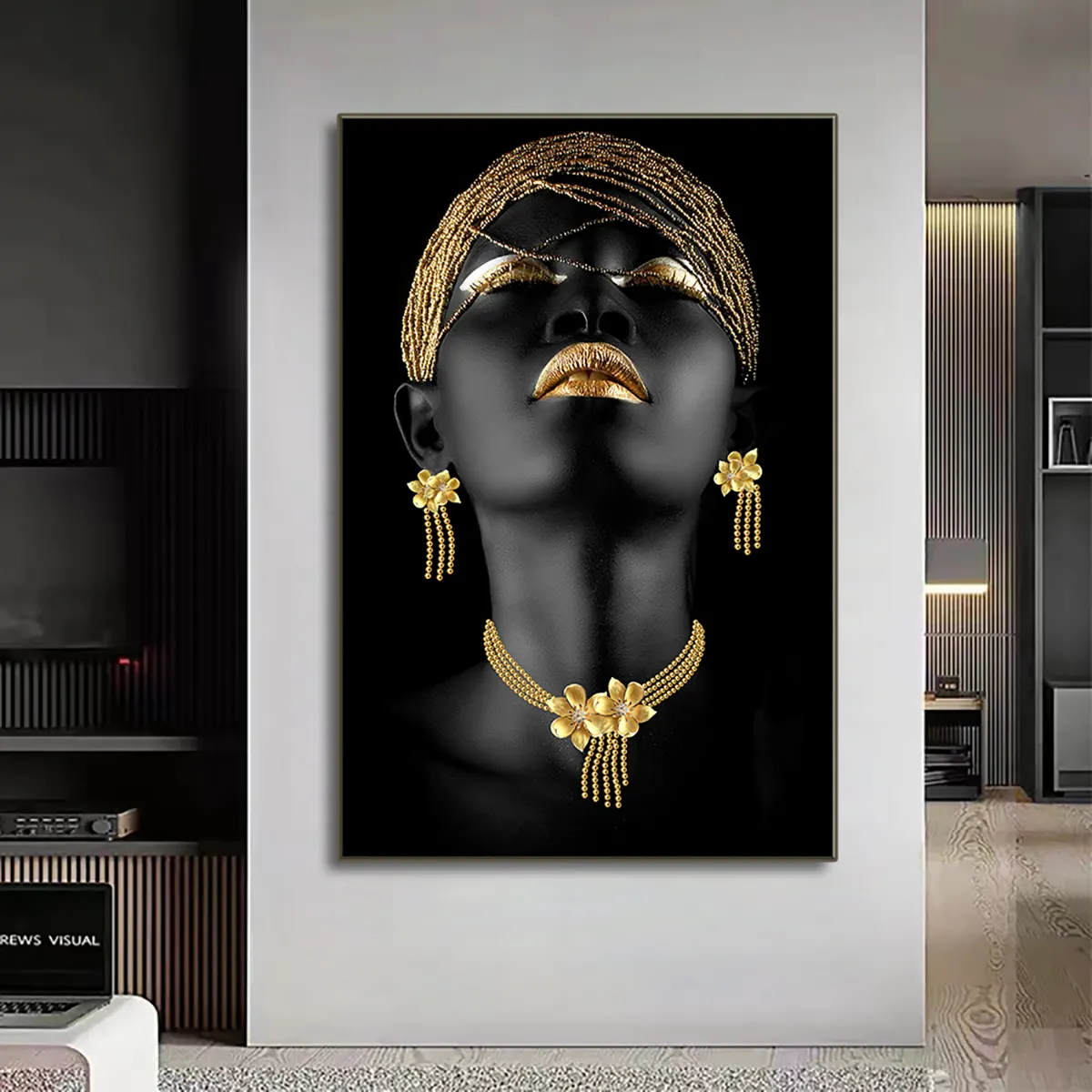 Pósteres modernos de oro negro, impresiones de belleza, lienzo de mujer afroamericana, pintura de arte de pared, imágenes de chicas negras