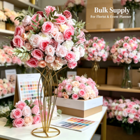 Bunga Mawar Hydrangea Pink 50cm Grosir, Dekorasi Tengah Meja Menakjubkan untuk Pernikahan, Hotel & Restoran, Kualitas Terbaik, Produk Terlaris