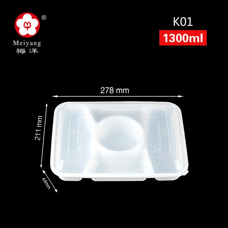 Disposable PP Plastic Microwave Safe Takeaway Meal Prep Food Container With Lid