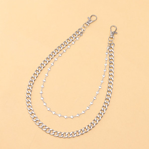 Chaîne de pantalon double couche pour homme, design croix tibétaine en argent, chaîne de taille Hip Hop, accessoire de tous les jours - Product Image 3