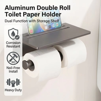 Porte-papier toilette moderne auto-adhésif avec étagère pour téléphone, gris, noir, or