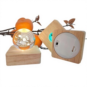 Lámpara de Noche Moderna Creativa de Madera Cuadrada, Luminosa, con Base LED de Cristal 3D, Decoración para el Hogar, Funciona con Batería, <span class=keywords><strong>Luz</strong></span> Blanca Cálida - Product Image 5