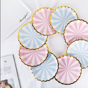 จานกระดาษลายทองแบบกำหนดเองสำหรับงานแต่งงาน งานเลี้ยง จานเค้กแบบใช้แล้วทิ้ง จานกระดาษสำหรับปิกนิก - Product Image 1