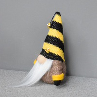 Figurine de gnome abeille printemps-été, poupée nain, ornement de gnome elfe rayé abeille, décoration de printemps