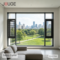 Fenêtre en aluminium à ouverture extérieure JOUGE avec design d'angle de sécurité et moustiquaire, série 120, profilé 1,8 mm, bande de 44 mm pour site de luxe