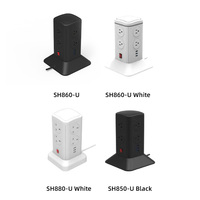 Multiprise professionnelle Vastfafa American Tower avec protection contre les surtensions, 8 prises, 6 ports USB, 15A 125V, fiche à 90 degrés
