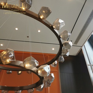 Zhongshan Modern Premium Hanging Pendant Light Smoked Grey Faceted Glass Chandelier para Hotel Restaurant Living Room Lighting - Product Image 6