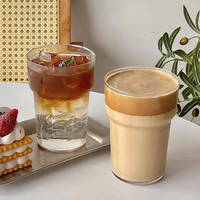 Mug à café moderne en verre borosilicate haute résistance, résistant à la chaleur, pour latte glacé, compatible lave-vaisselle et micro-ondes, grande capacité, pour jus et café