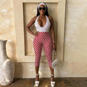 BH1746 Nuova Collezione Abbigliamento <span class=keywords><strong>Donna</strong></span>, <span class=keywords><strong>Tuta</strong></span> <span class=keywords><strong>Aderente</strong></span> Sexy a Pois Bianchi e Neri, Semplice e Creativa - Product Image 3