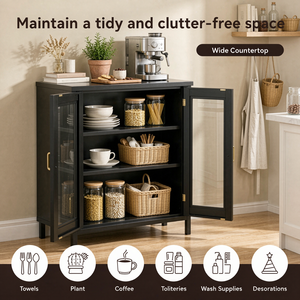 Armadio Moderno <span class=keywords><strong>in</strong></span> Metallo Nero Personalizzato con 2 Ante <span class=keywords><strong>in</strong></span> Vetro e Ripiani Regolabili per <span class=keywords><strong>Cucina</strong></span>, Bagno, Camera da Letto, Vendita all'Ingrosso - Product Image 2