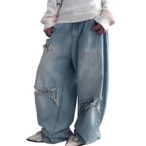 กางเกงยีนส์เดนิมทรงหลวมสไตล์วายทูเค แต่งลูกไม้ขาดๆ แบบโอเวอร์ไซส์ ทรงบอยเฟรนด์ สำหรับผู้หญิง ขายส่ง - Product Image 5