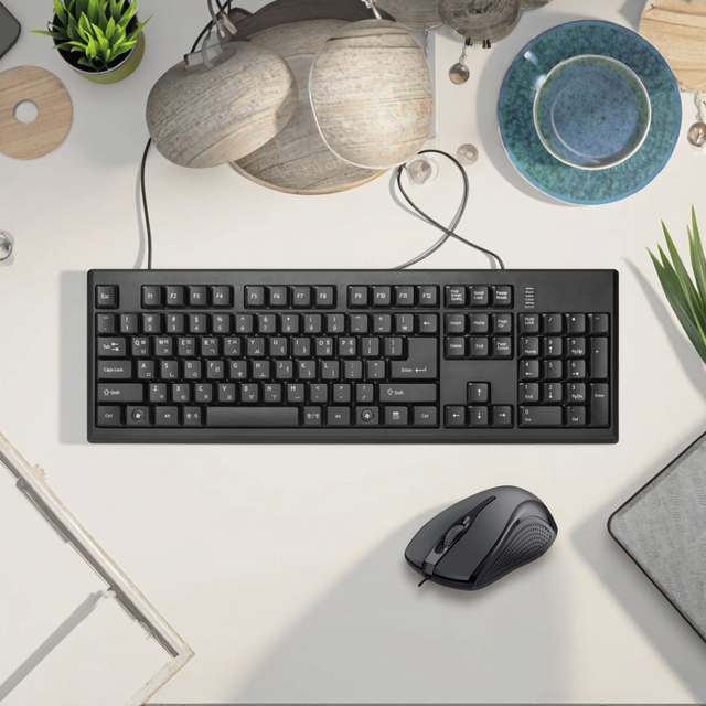 Premium 3-in-1 Esports Gaming Bundle Wired Korean Layout 104-Key Keyboard and Ergonomic Mouse with Gaming Mouse Pad for PC