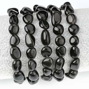 Pulsera de piedras preciosas de ónix negro de alta calidad, brazalete de piedras preciosas de obsidiana - Product Image 2