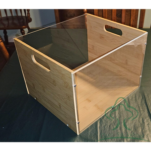 Boîtes de rangement suspendues en bambou, bacs de classement, organiseur de dossiers en acrylique transparent avec poignée pour bureau à domicile - Product Image 3