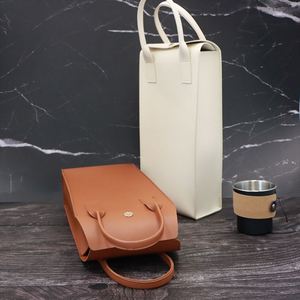 Stocked PU Leather Wine Carrier Pouch <b>Portable</b> champagne Bottle Holder with Handle Multi Color Choice Gift for Party - Product Image 3