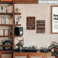Cuando dudas, ve a la biblioteca, letrero metálico vintage, decoración de pared estilo estantería retro para amantes de los libros