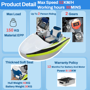 Mini Jet-boat pour adultes en EPP, kart haute vitesse pour sports nautiques et pêche, matériau léger assurant la sécurité, en EPP - Product Image 3