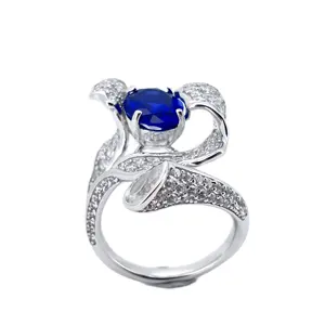 Shining Jewelry Fashion Rings 925 Silver diamond Ring Ruby/Sapphire Gemstone Jewelry for Women