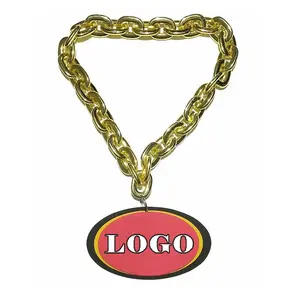 Venta al por mayor de fábrica, regalos deportivos, cadena de oro, logotipo personalizado, tamaño de los hombres, oro, espuma Eva, cadena de carrera en casa, cadena de ventilador 3D, collar de espuma para el equipo