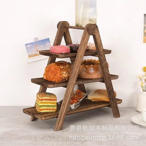 Estante de Madera de Tres Niveles, Bandeja de Exhibición de Madera Maciza, Multiusos, para el Hogar, Comedor - Product Image 5