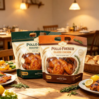 Sacs d'emballage pour poulet rôti au four à la broche, avec poignée, en PET/CPP, imprimés avec logo personnalisé, refermables et adaptés au micro-ondes