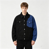 Nouvelle veste en jean patchwork au design original, couleur contrastée, streetwear, surdimensionnée, épaisse, pour hommes