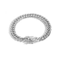 Chaîne cubaine de 9 mm en acier inoxydable argenté, bracelet pour homme fait main, grande taille