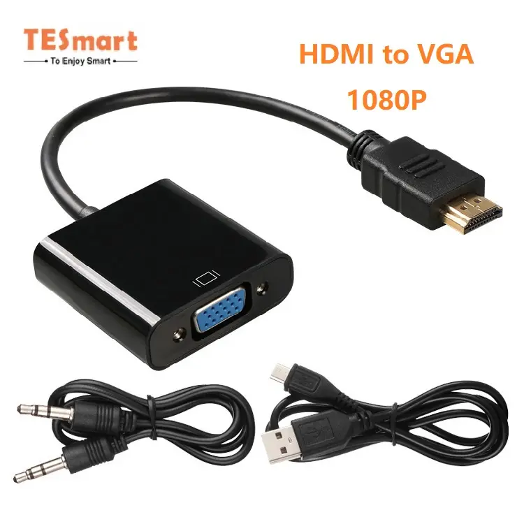 Адаптер TESmart HDMI VGA 1080P преобразователь HDMI штекер на VGA гнездо Аудио Видео кабель конвертер VGA в HDMI адаптер