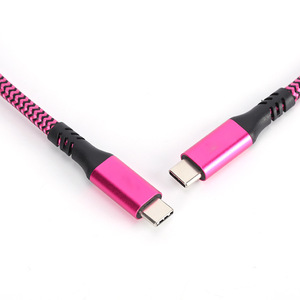 HOLLOW Type <b>C</b> To Type <b>C</b> Data Cable 3M Aluminum Shell Braided Nylon Fast <b>Charging</b> 5A 10G PD100W Rose Red - Product Image 4