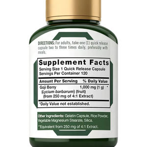 Cápsulas <span class=keywords><strong>de</strong></span> Bayas <span class=keywords><strong>de</strong></span> Goji OEM 1000mg Sin GMO, Suplemento Herbal <span class=keywords><strong>de</strong></span> Liberación Rápida para Apoyo Inmunológico, Salud Ocular y Bienestar Energético - Product Image 2