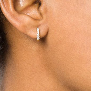 10mm 12mm 18k placcato oro CZ Huggies <span class=keywords><strong>orecchini</strong></span> gioielli in <span class=keywords><strong>acciaio</strong></span> inox metà pavé zircone <span class=keywords><strong>orecchini</strong></span> per donna - Product Image 1