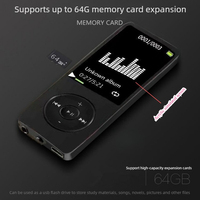 GNLing ZZ-27 64GB BT Mini Tragbarer MP3-Player mit Kopfhörern Ladekabel 1,8-Zoll-Acrylbildschirm USB 2.0 für Musik Hörbücher