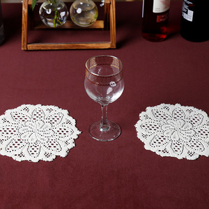 White Lace <b>Round</b> Table Mat Geometric Pattern Polyester Home Decor Place Mat - Product Image 3