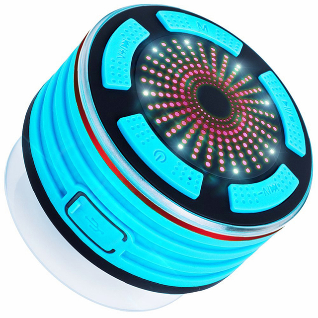 F013 Wireless for 5.0 Speaker LED Light Handsfree Phone Call IP67 Waterproof Suction Cup Mount for Computer Mobile Phone