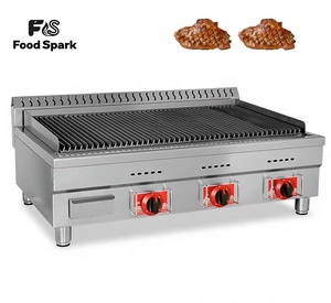 Barbecue au gaz <span class=keywords><strong>professionnel</strong></span> pour restaurant avec pierres <span class=keywords><strong>de</strong></span> <span class=keywords><strong>lave</strong></span> / Gril <span class=keywords><strong>de</strong></span> cuisine au gaz GPL / Gril industriel robuste - Product Image 5
