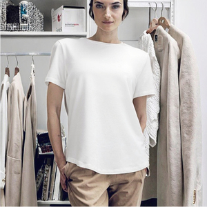 เสื้อโยคะผู้หญิง แขนสั้นทรงบัตเตอร์ฟลาย ผ้าสแปนเด็กซ์ผสมคอตตอน ระบายอากาศได้ดี ไม่เป็นขุย ทรงหลวม สไตล์ลำลอง เหมาะสำหรับฤดูร้อน คอทรงโอ - Product Image 3