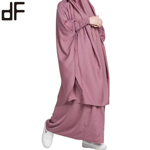 New nida abaya hồi giáo ăn mặc thiết lập cầu nguyện Arab phụ nữ quần áo 2 miếng smocked Tops và đàn hồi Dài váy hijab abaya telekung - Product Image 1