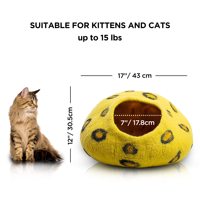 Handgefertigtes Wollfilz-Katzenbett mit Leopardenmuster, Eiförmig, Natürlich Gefilzt, Waschbar, Langlebig, Geschlossenes Katzenversteck, Anpassbar