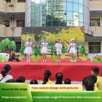 Set Dekorasi Pesta Ulang Tahun Tema Hutan Pohon Rumput Cetak Digital Modern dengan Balon, Papan KT Custom