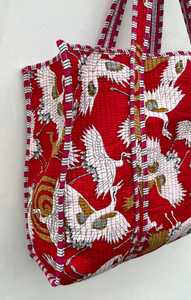 Bolsa de Transporte Acolchada de Algodón, Lavable, con Patrón Tradicional Impreso a Mano, Bolso de Hombro para Viajes y Compras - Product Image 4